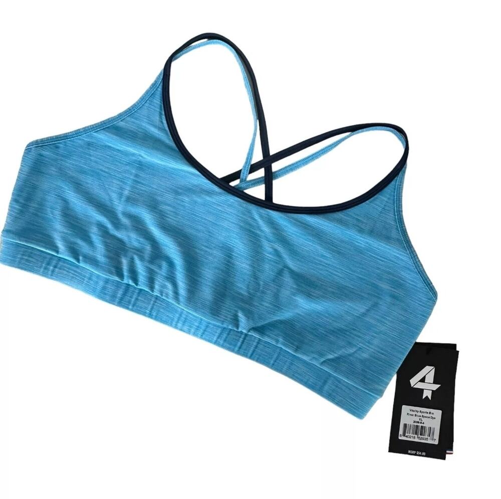 Fourlaps Vitality Sports Bra River Blue Space Dye NWT